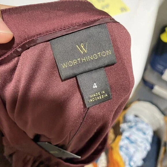 Worthington Women's Maroon Berry Fully Lined Pleated Skirt‎ Size 4 New with tags - Picture 4 of 7